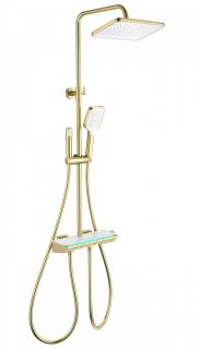 Душевая стойка Wonzon & Woghand Muse Lumia WW-B4174-BG с термостатом брашированное золото